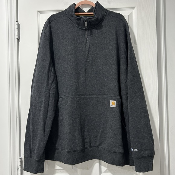 Carhartt Sweatshirt Mens 3XL Gray Force 1/4 Zip Midweight Relaxed Fit Pocket EUC - Picture 1 of 9